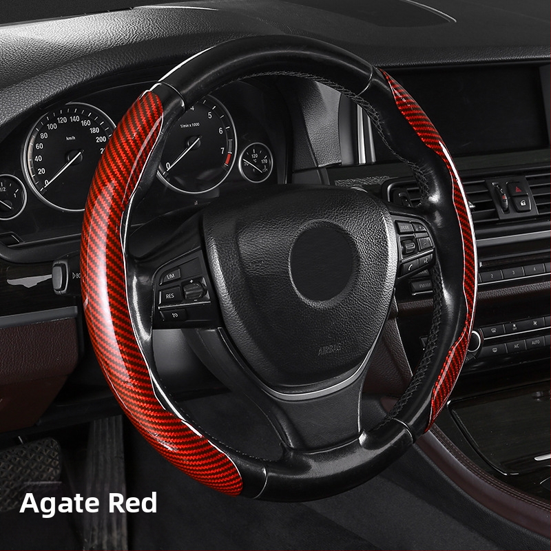 Κάλυμμα τιμονιού αυτοκινήτου με ανθρακονήμάτινο μοτίβο, υπερ-λεπτό, λαβή suede, καθολική για τέσσερις εποχές