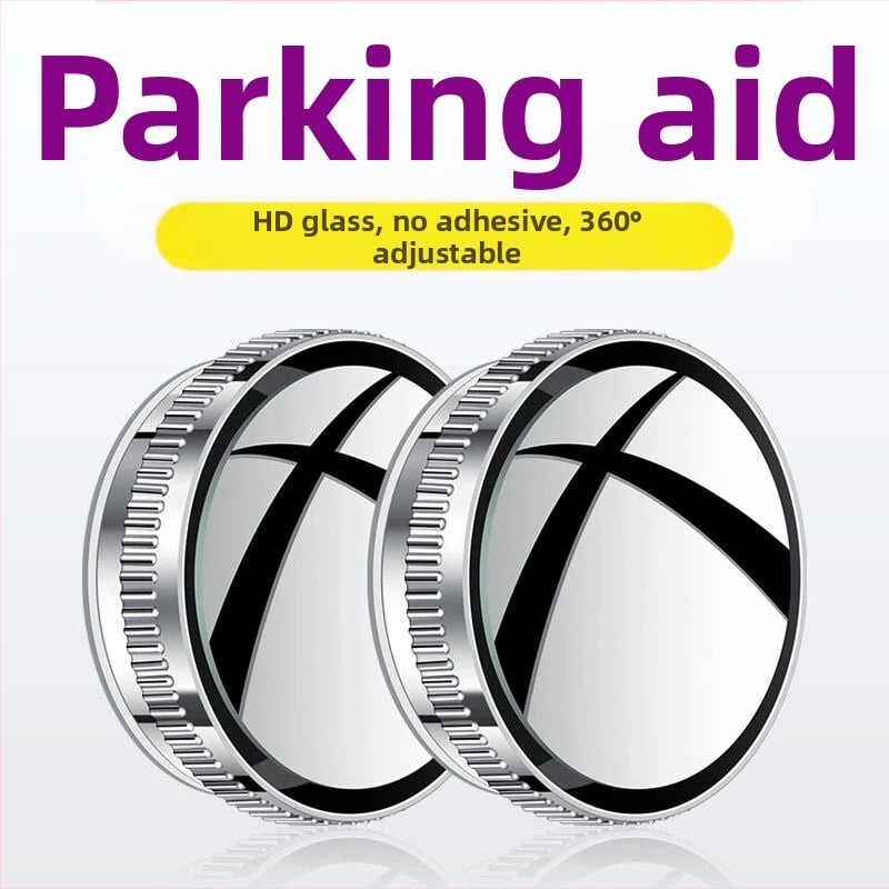 Apskritas automobilio galinio vaizdo veidrodėlis, metalinis korpusas, plokščias veidrodėlis, 180° reguliuojamas, universalus suderinamumas