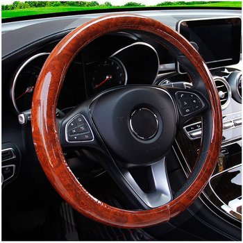Калъф за волан с текстура карбоново влакно и дървесен модел праскова, изкуствена кожа, спортен стил, универсална съвместимост