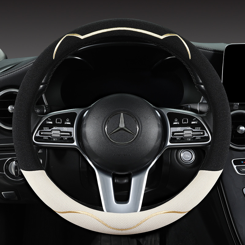 Κάλυμμα τιμονιού αυτοκινήτου, διαπνέον Ice Silk, χαριτωμένο σχέδιο με αυτιά γάτας, καθολική εγκατάσταση, για τέσσερις εποχές (Μάρκα: Riding Horse; Στυλ: Cute; Υλικό: Ice Silk; Εγκατάσταση: Καθολική)