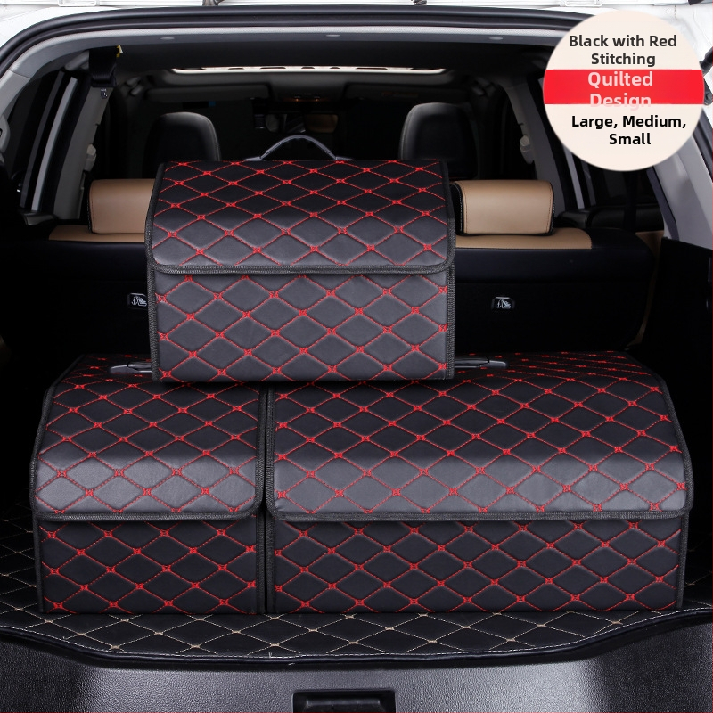 Органайзер за багажника на колата – кожена сгъваема кутия за съхранение с дръжка, водоустойчива и устойчива на натиск