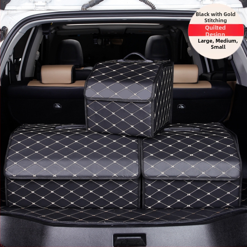 Органайзер за багажника на колата – кожена сгъваема кутия за съхранение с дръжка, водоустойчива и устойчива на натиск