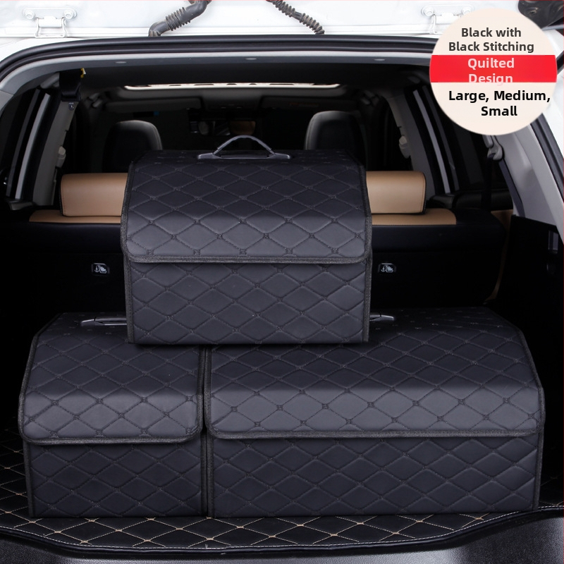 Органайзер за багажника на колата – кожена сгъваема кутия за съхранение с дръжка, водоустойчива и устойчива на натиск