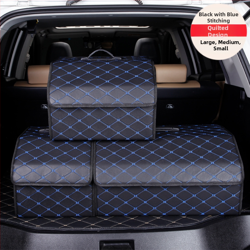 Органайзер за багажника на колата – кожена сгъваема кутия за съхранение с дръжка, водоустойчива и устойчива на натиск