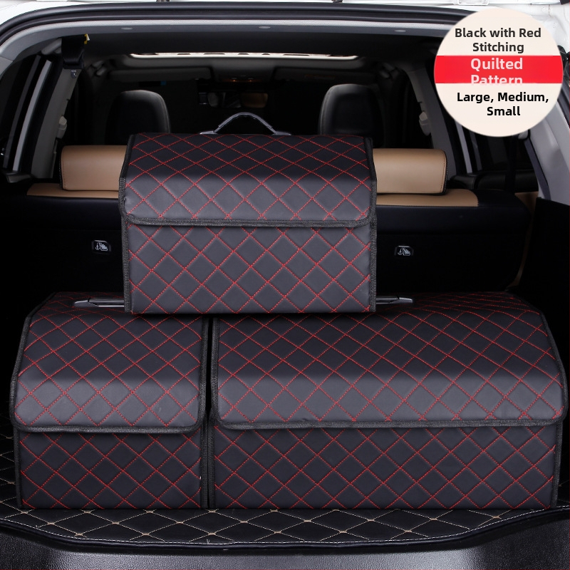 Органайзер за багажника на колата – кожена сгъваема кутия за съхранение с дръжка, водоустойчива и устойчива на натиск