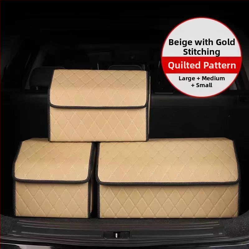 Органайзер за багажника на колата – кожена сгъваема кутия за съхранение с дръжка, водоустойчива и устойчива на натиск