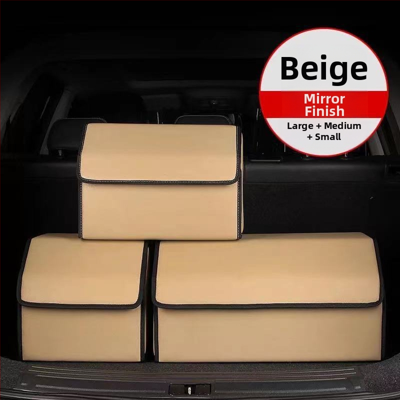 Органайзер за багажника на колата – кожена сгъваема кутия за съхранение с дръжка, водоустойчива и устойчива на натиск