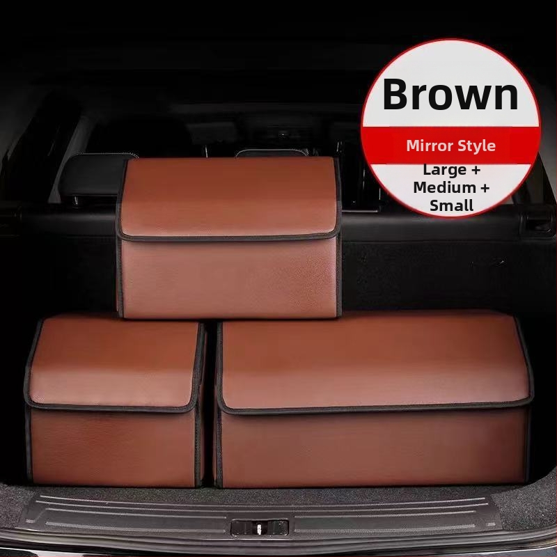 Органайзер за багажника на колата – кожена сгъваема кутия за съхранение с дръжка, водоустойчива и устойчива на натиск