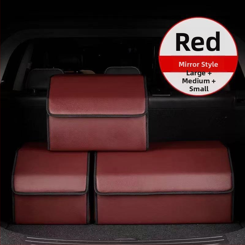 Органайзер за багажника на колата – кожена сгъваема кутия за съхранение с дръжка, водоустойчива и устойчива на натиск