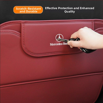 Προστατευτικό μαξιλαράκι πλάτης καθίσματος με θήκη αποθήκευσης, δερμάτινο, αδιάβροχο, κατάλληλο για πίσω μέρος καθίσματος, με ανάρτηση