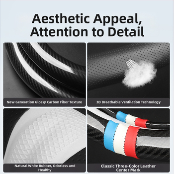 Калъф за волан, естествена кожа, спортен стил, универсална четири сезона съвместимост, монтаж за специален автомобил