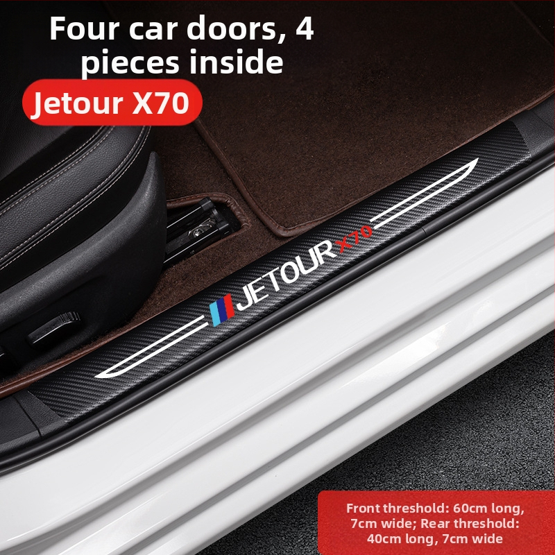 Jetto X70 pedál küszöb anti‑ütköző csík, karbon rostos bőr textúrával, testreszabott feldolgozás, Di Changed márka