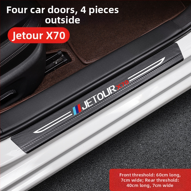 Jetto X70 pedál küszöb anti‑ütköző csík, karbon rostos bőr textúrával, testreszabott feldolgozás, Di Changed márka