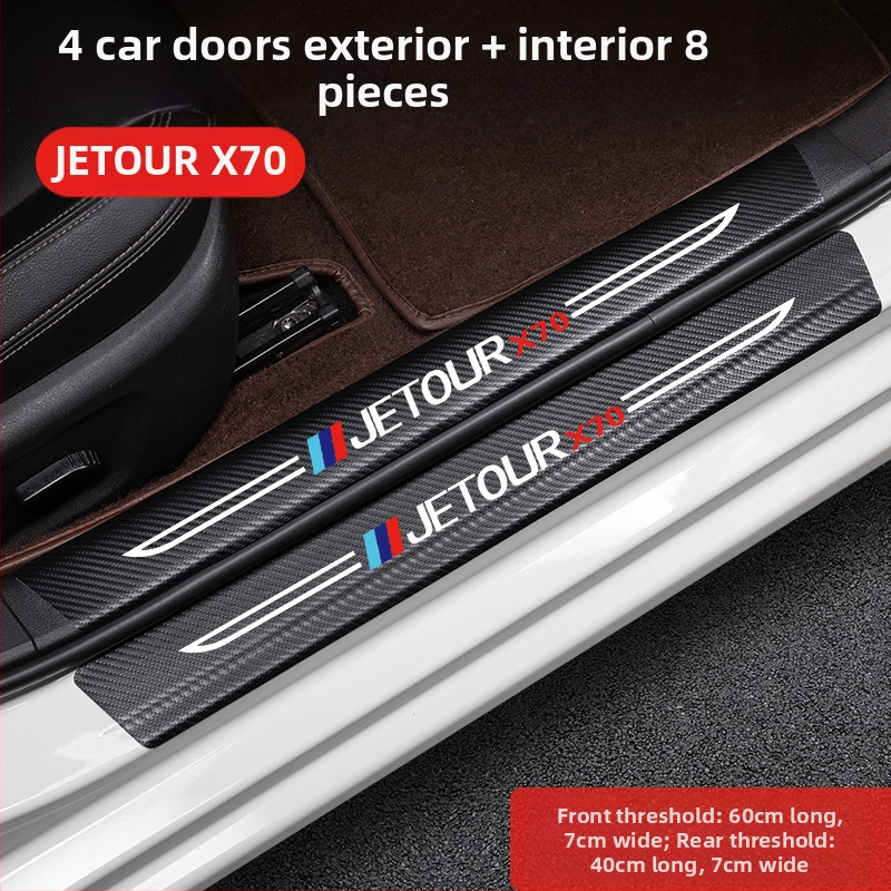 Jetto X70 pedál küszöb anti‑ütköző csík, karbon rostos bőr textúrával, testreszabott feldolgozás, Di Changed márka