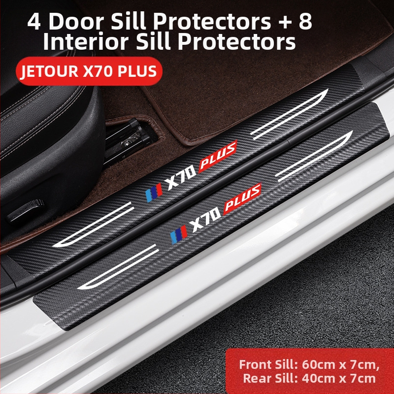 Jetto X70 pedál küszöb anti‑ütköző csík, karbon rostos bőr textúrával, testreszabott feldolgozás, Di Changed márka