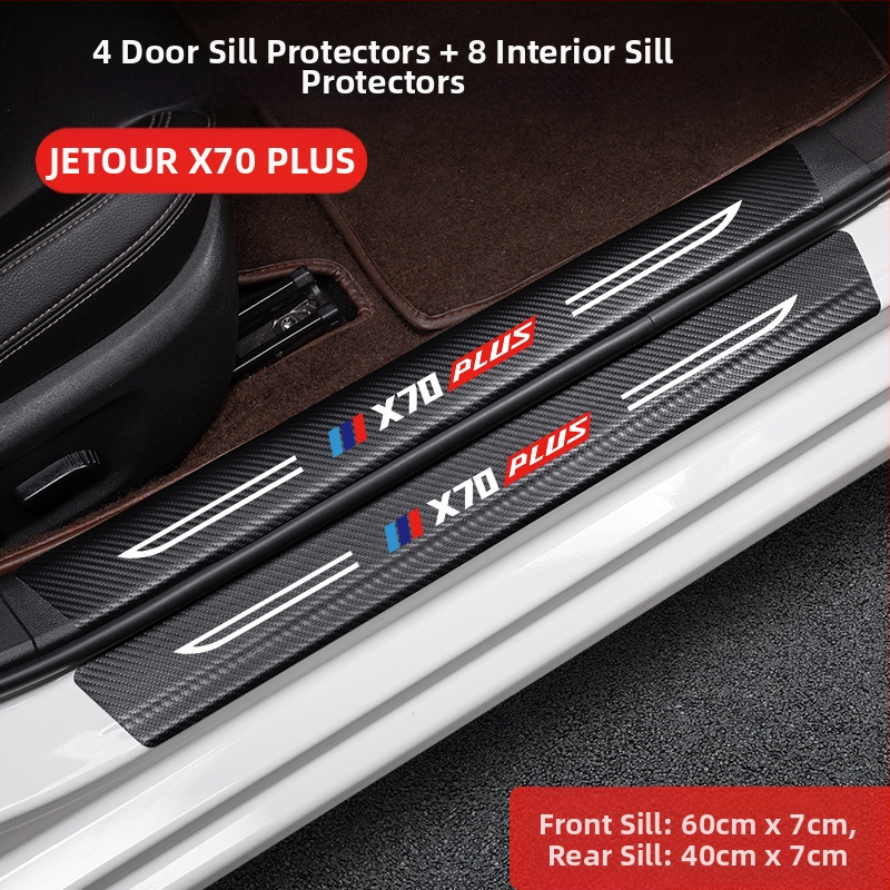 Jetto X70 pedál küszöb anti‑ütköző csík, karbon rostos bőr textúrával, testreszabott feldolgozás, Di Changed márka