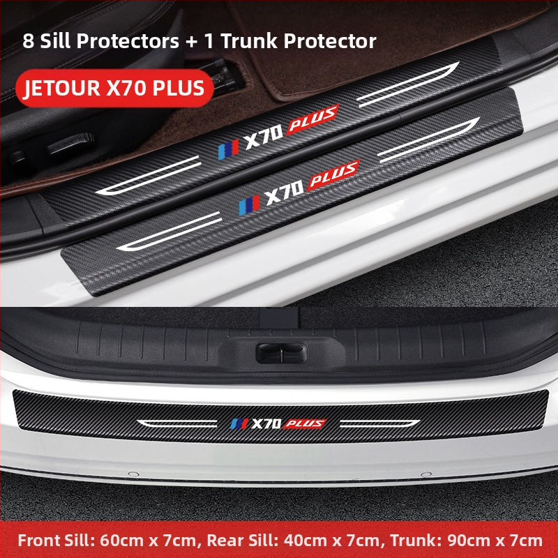 Jetto X70 pedál küszöb anti‑ütköző csík, karbon rostos bőr textúrával, testreszabott feldolgozás, Di Changed márka