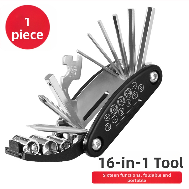 16-в-1 велосипеден ремонтен инструмент със сгъваем дизайн и метална конструкция