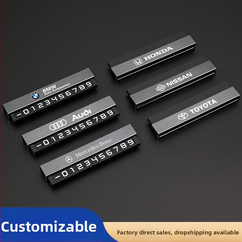 Double heng metalinis paslėptas parkavimo ženklas automobilių interjerui – pritaikomas su logotipo spauda