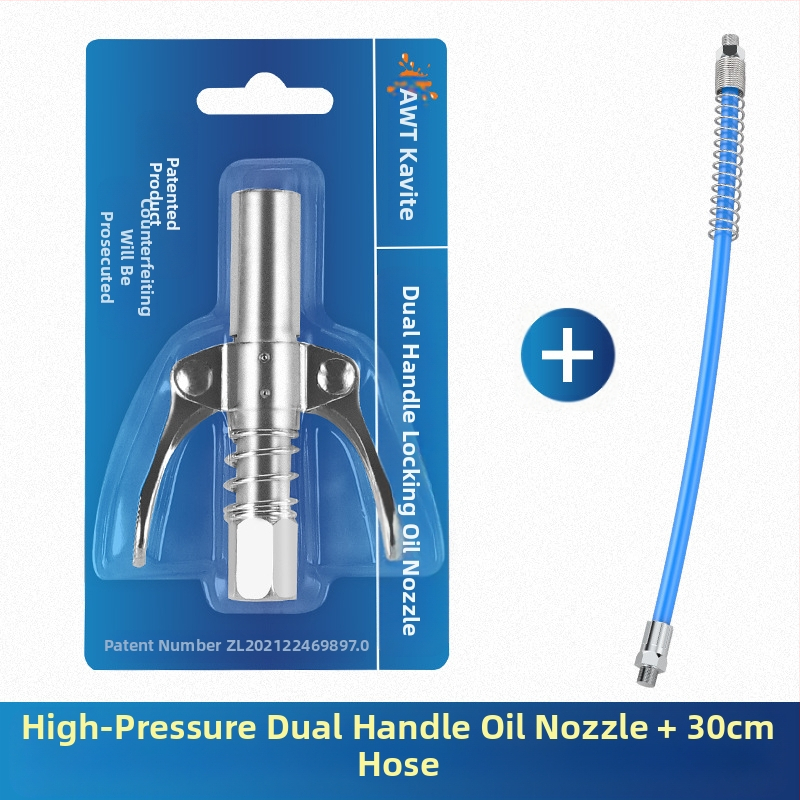 Vajas pisztoly fújófej zárócsíkkal és magasnyomású zsírzófejjel, modell 981, acél kivitel, működő nyomás 21, csőkapacitás 1, nettó tömeg 128 g