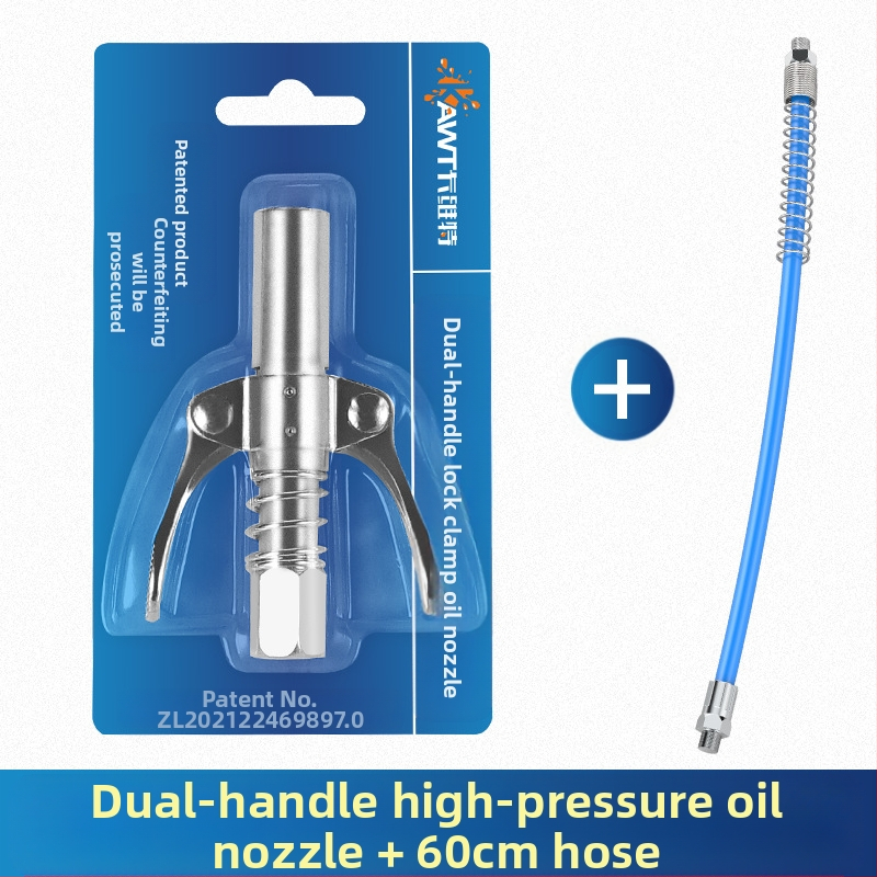 Vajas pisztoly fújófej zárócsíkkal és magasnyomású zsírzófejjel, modell 981, acél kivitel, működő nyomás 21, csőkapacitás 1, nettó tömeg 128 g