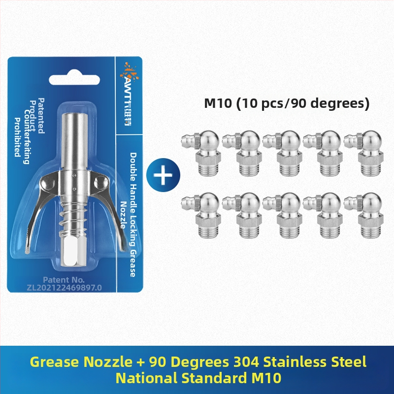 Vajas pisztoly fújófej zárócsíkkal és magasnyomású zsírzófejjel, modell 981, acél kivitel, működő nyomás 21, csőkapacitás 1, nettó tömeg 128 g