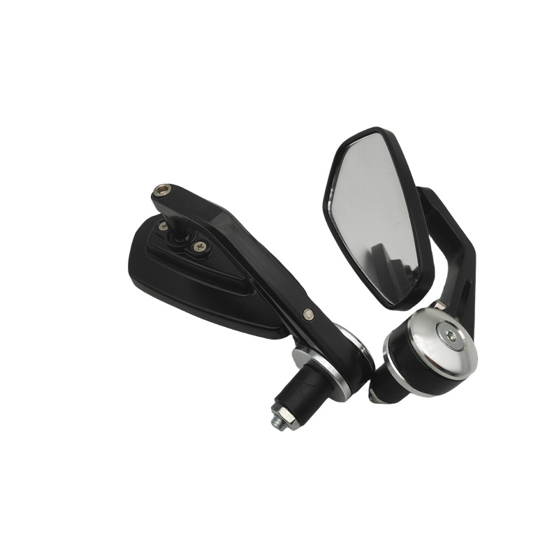 Motorkerékpár kormánytükre, négyszögletes tükör, alumíniumötvözet burkolat, kompatibilis a motoros kormányokkal