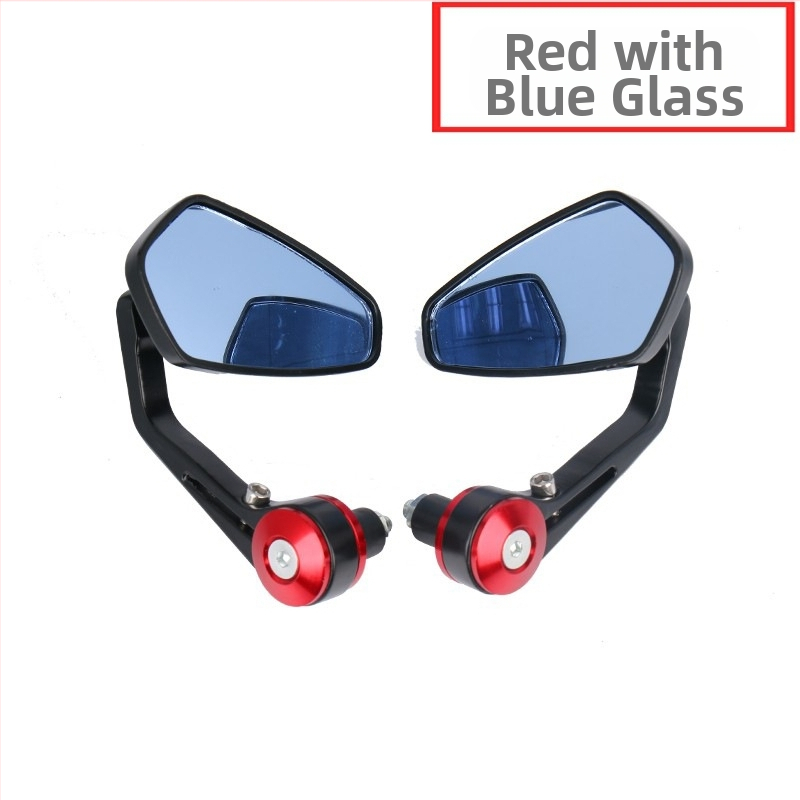 Motorkerékpár kormánytükre, négyszögletes tükör, alumíniumötvözet burkolat, kompatibilis a motoros kormányokkal