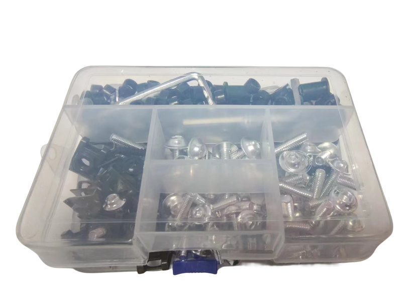 Set vijaka za karoseriju motocikla — aluminijski spoj; uključuje 155 kom. vijaka za karoseriju, 177 kom. vijaka za karoseriju i 195 kom. set vijaka karoserije