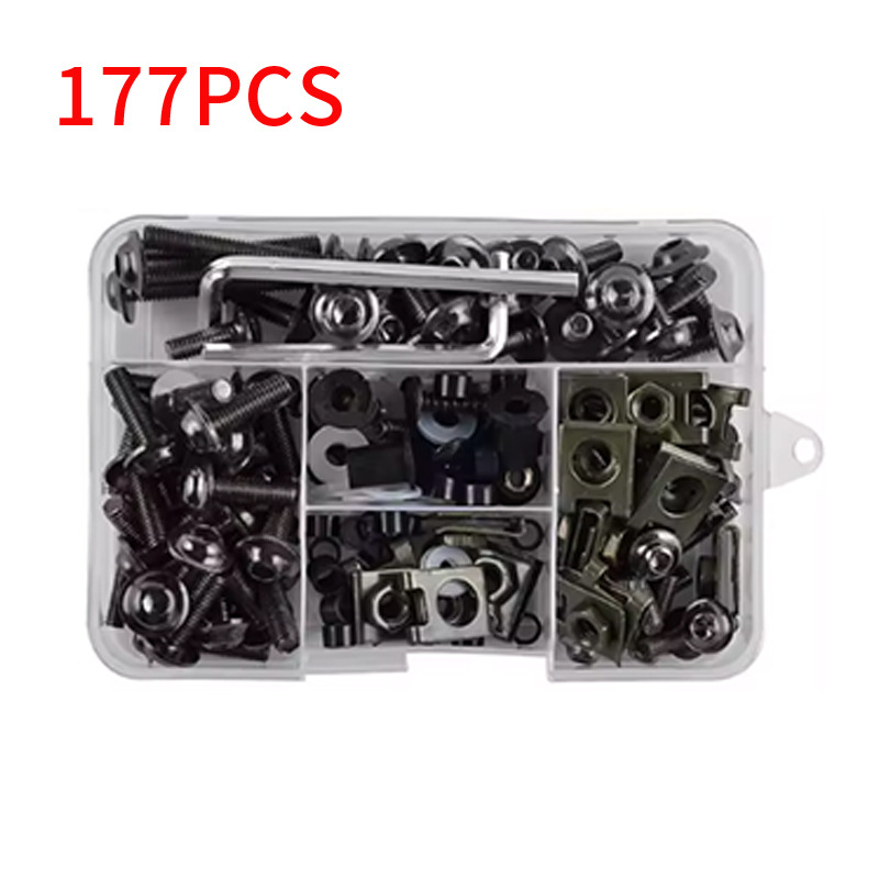 Set vijaka za karoseriju motocikla — aluminijski spoj; uključuje 155 kom. vijaka za karoseriju, 177 kom. vijaka za karoseriju i 195 kom. set vijaka karoserije