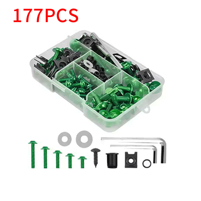 Set vijaka za karoseriju motocikla — aluminijski spoj; uključuje 155 kom. vijaka za karoseriju, 177 kom. vijaka za karoseriju i 195 kom. set vijaka karoserije