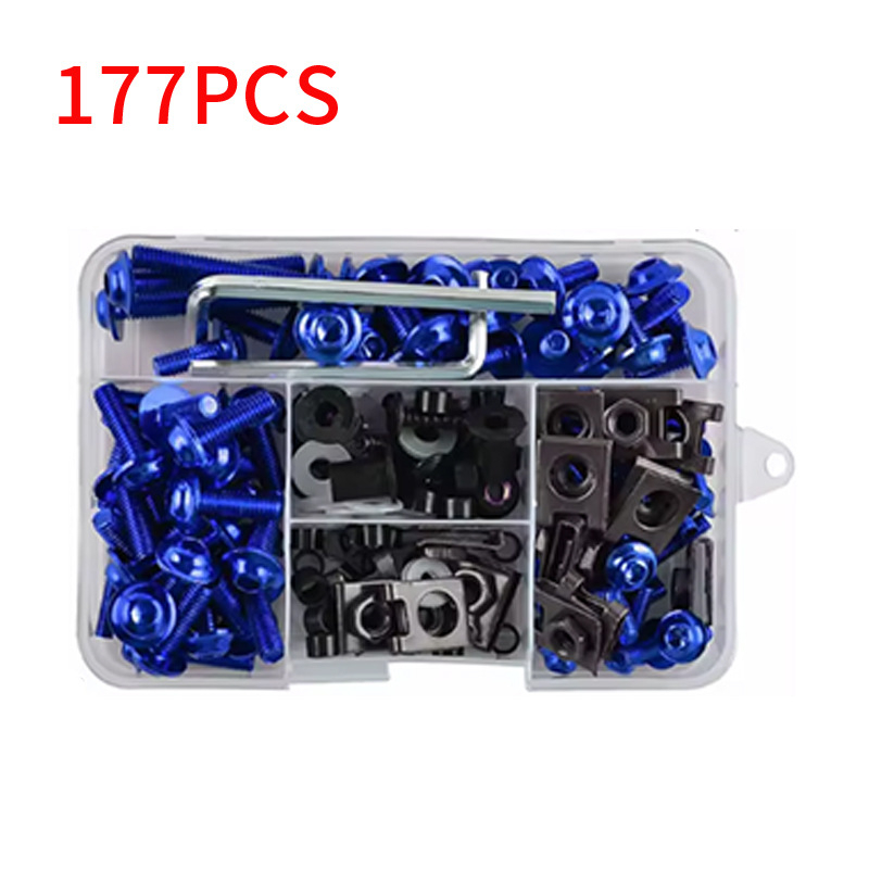 Set vijaka za karoseriju motocikla — aluminijski spoj; uključuje 155 kom. vijaka za karoseriju, 177 kom. vijaka za karoseriju i 195 kom. set vijaka karoserije