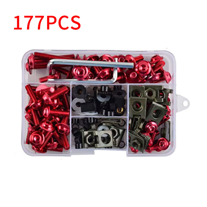 Set vijaka za karoseriju motocikla — aluminijski spoj; uključuje 155 kom. vijaka za karoseriju, 177 kom. vijaka za karoseriju i 195 kom. set vijaka karoserije