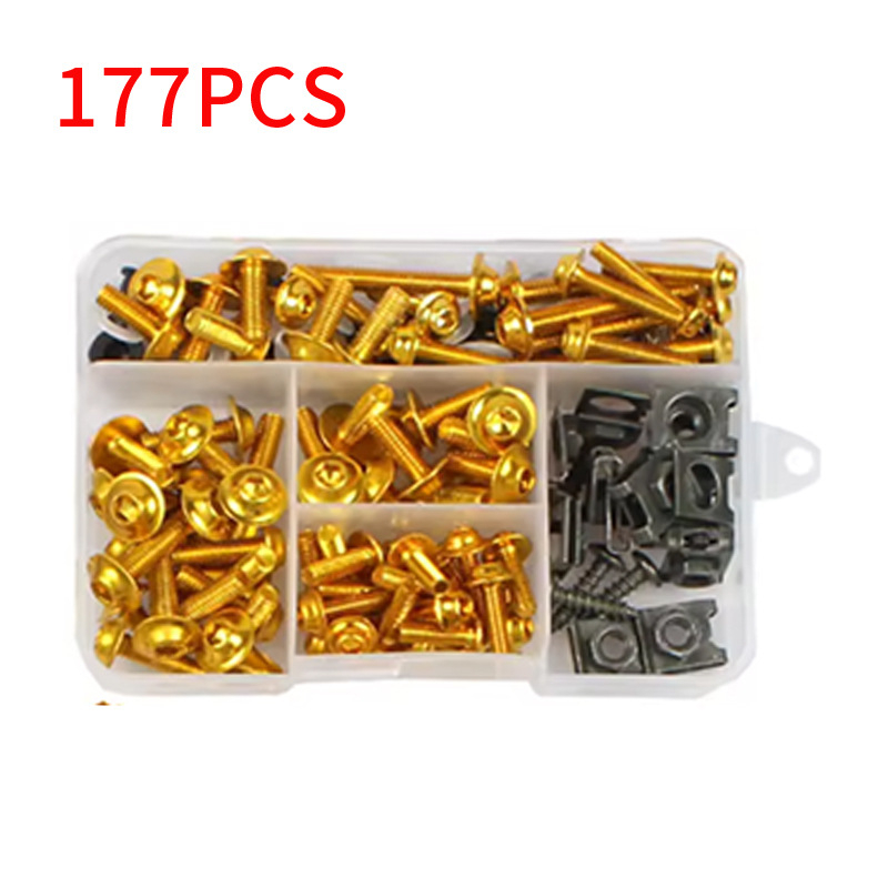 Set vijaka za karoseriju motocikla — aluminijski spoj; uključuje 155 kom. vijaka za karoseriju, 177 kom. vijaka za karoseriju i 195 kom. set vijaka karoserije