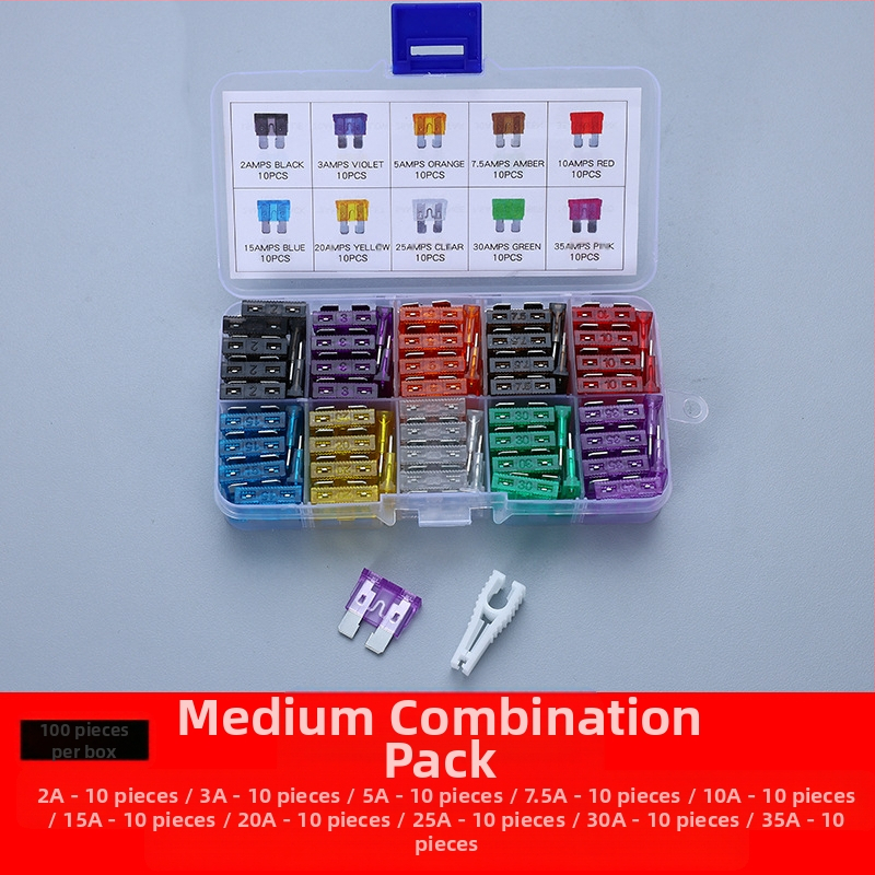 Autóbiztosíték készlet 2A–35A, 100 db, dobozban