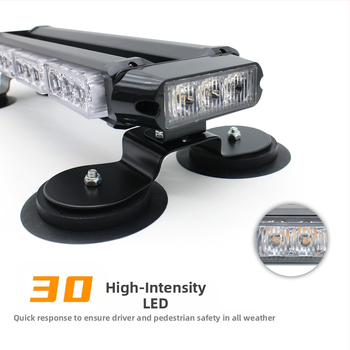 Μπάρα LED στροβ για οχήματα, 30 LED, υψηλή φωτεινότητα, φάρος έκτακτης ανάγκης με μαγνητική βάση, 30W, 12-24V, αλουμινένιο περίβλημα