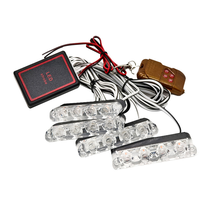 Bežično upravljano stroboskopno svjetlo za automobilsku rešetku, 16 LED, klipsna montaža, 12V, 16W, za 1–4 svjetla