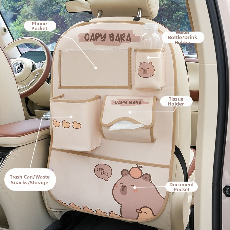 Δερμάτινος κρεμαστός οργανωτής αποθήκευσης για πίσω κάθισμα αυτοκινήτου, αδιάβροχος