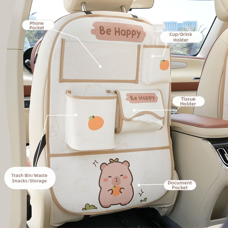 Δερμάτινος κρεμαστός οργανωτής αποθήκευσης για πίσω κάθισμα αυτοκινήτου, αδιάβροχος