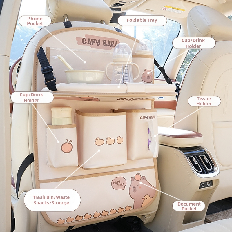 Δερμάτινος κρεμαστός οργανωτής αποθήκευσης για πίσω κάθισμα αυτοκινήτου, αδιάβροχος