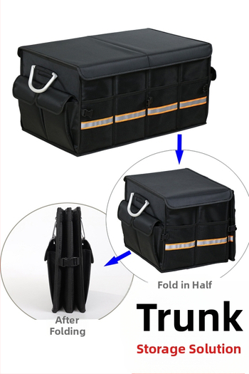 Κιβώτιο αποθήκευσης πορτμπαγκάζ αυτοκινήτου, πτυσσόμενο, από Oxford ύφασμα, χωρητικότητα 36L/66L, εγκατάσταση plug-in