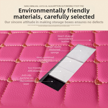 Πτυσσόμενο δερμάτινο κιβώτιο αποθήκευσης αυτοκινήτου, κέντημα καρδιάς, 29–63 L, εκτυπωμένο λογότυπο