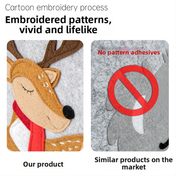 Θήκη αποθήκευσης από φελτ με μοτίβο καρτούν κέντημα, χωρητικότητα 35 L, πτυσσόμενη και φορητή, δυνατότητα προσαρμογής λογότυπου