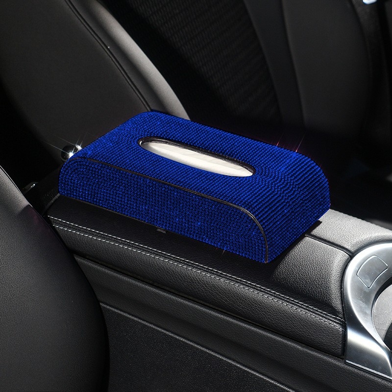 Kutija za maramice za automobil od mikrovlaknaste kože s dijamantima; model: dijamantna serija; prilagodba dostupna; ovlaštene privatne marke.