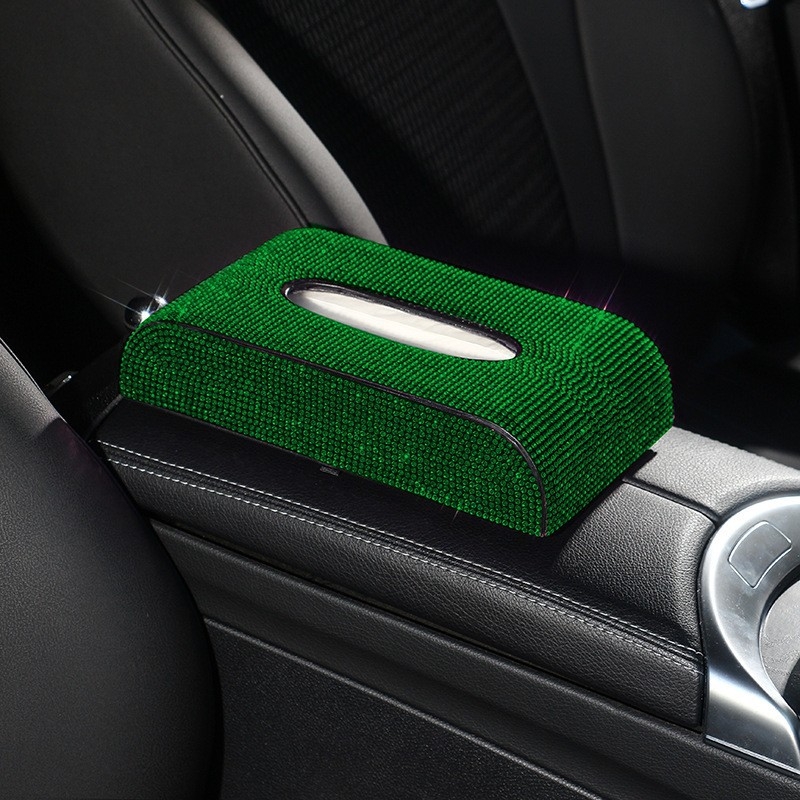 Kutija za maramice za automobil od mikrovlaknaste kože s dijamantima; model: dijamantna serija; prilagodba dostupna; ovlaštene privatne marke.
