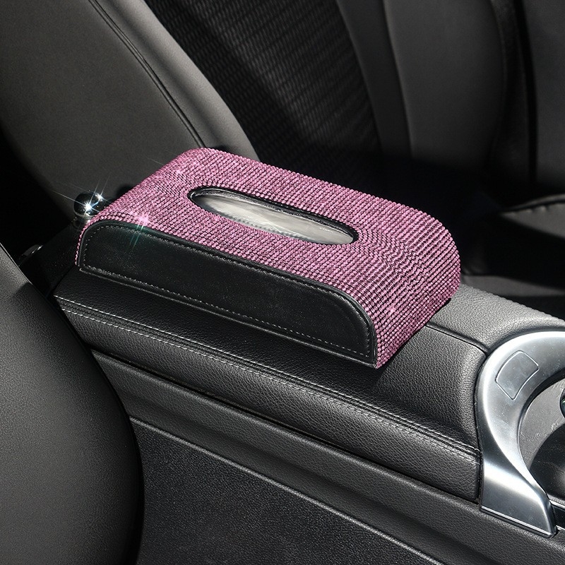 Kutija za maramice za automobil od mikrovlaknaste kože s dijamantima; model: dijamantna serija; prilagodba dostupna; ovlaštene privatne marke.
