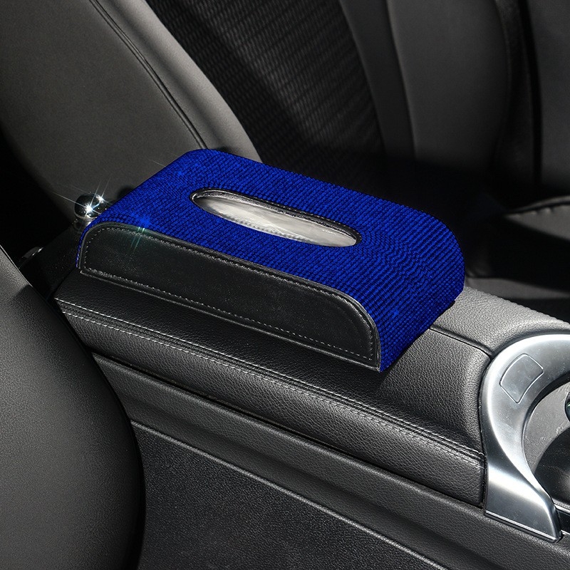 Kutija za maramice za automobil od mikrovlaknaste kože s dijamantima; model: dijamantna serija; prilagodba dostupna; ovlaštene privatne marke.