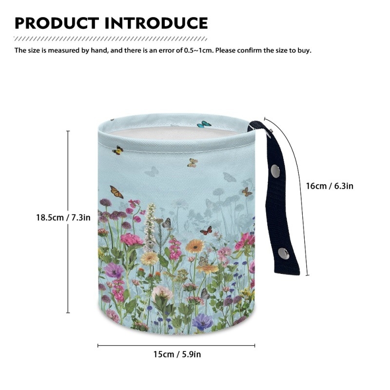Coș de gunoi auto atârnat, poliester, potrivire universală, imprimare logo personalizabilă, design imprimabil cu model floral