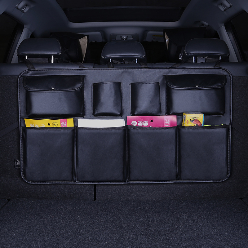 Automobilio bagažinės saugyklos krepšys, oda, didelė talpa, pakabinamasis naudojimo tipas, logotipo atspaudas