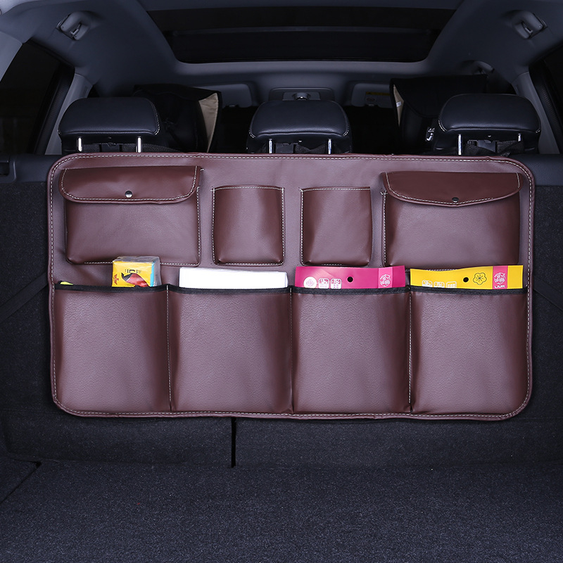 Automobilio bagažinės saugyklos krepšys, oda, didelė talpa, pakabinamasis naudojimo tipas, logotipo atspaudas